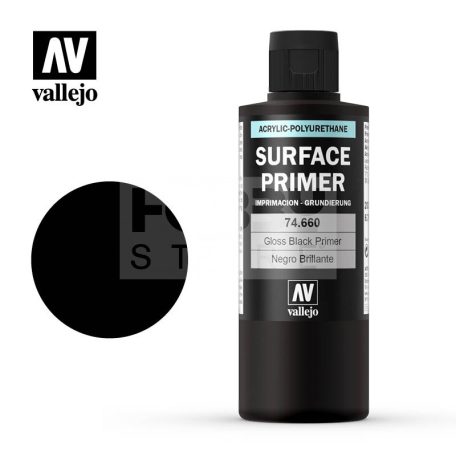 Vallejo Surface Primer Gloss Black Primer alapozófesték 200ml 74660V