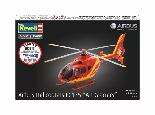 Revell Starter Kit EC135 AIR-GLACIERS – 1:72 helikopter makett