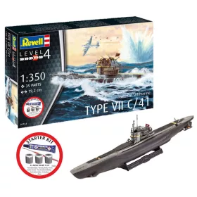   Revell Starter Kit German Submarine Type VII C/41 – 1:350 tengeralattjáró makett