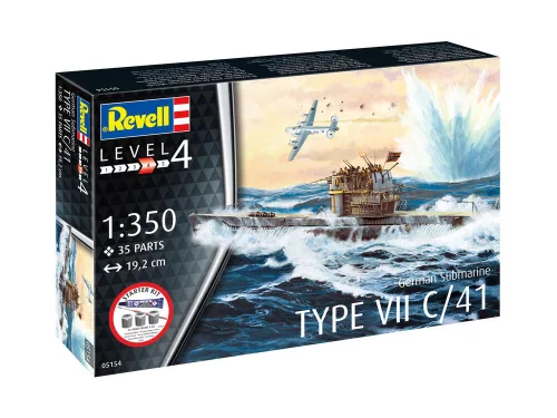 Revell Starter Kit German Submarine Type VII C/41 – 1:350 tengeralattjáró makett