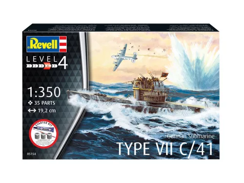 Revell Starter Kit German Submarine Type VII C/41 – 1:350 tengeralattjáró makett