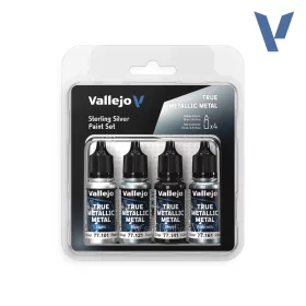   Vallejo True Metallic Metal -  Sterling Silver Paint Set - festékszett 77251V