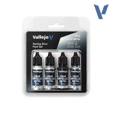 Vallejo True Metallic Metal -  Sterling Silver Paint Set - festékszett 77251V