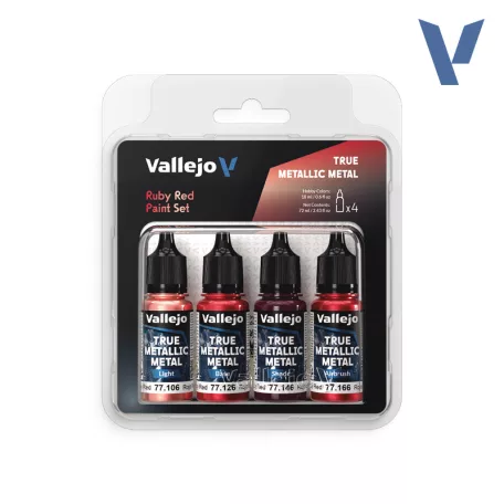 Vallejo True Metallic Metal -  Ruby Red Paint Set - festékszett 77254V