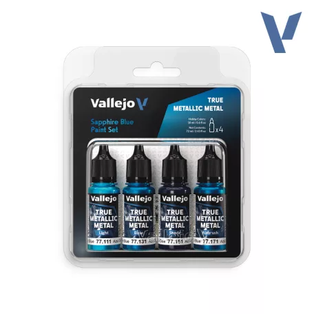Vallejo True Metallic Metal -  Sapphire Blue Paint Set - festékszett 77256V