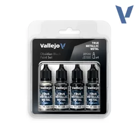   Vallejo True Metallic Metal - Obsidian Black Paint Set - festékszett 77270V