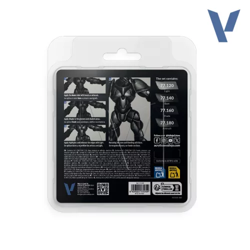 Vallejo True Metallic Metal - Obsidian Black Paint Set - festékszett 77270V