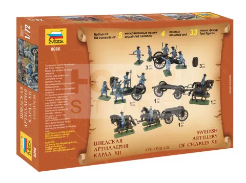 Zvezda Swedish Artillery Charles XII makett 1:72 (8066Z)