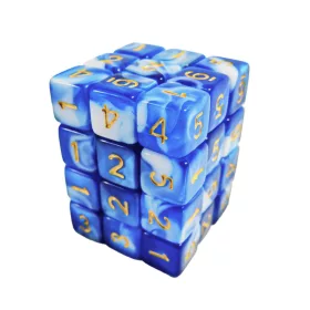   Green Stuff World 36x D6 12mm Dice - Blue White D6 dobókocka szett