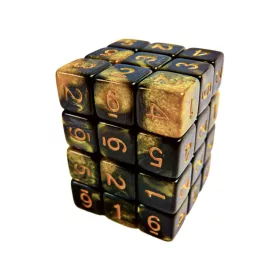   Green Stuff World 36x D6 12mm Dice - Amber Swirl D6 dobókocka szett