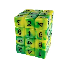   Green Stuff World 36x D6 12mm Dice - Lime Swirl D6 dobókocka szett