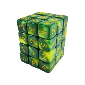   Green Stuff World 36x D6 12mm Dice - Green Swirl D6 dobókocka szett