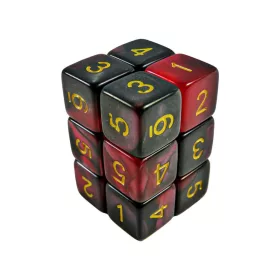   Green Stuff World 12x D6 16mm Dice - Red Swirl D6 dobókocka készlet Piros Márvány