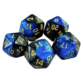   Green Stuff World 5x D20 20mm Dice - Blue Swirl Dobókocka készlet Kék Márvány