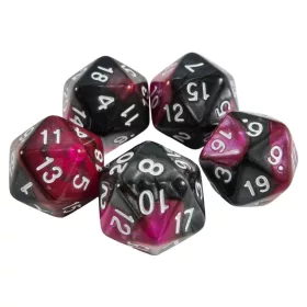   Green Stuff World 5x D20 20mm Dice - Purple Swirl Dobókocka készlet Lila Márvány