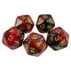 Green Stuff World 5x D20 20mm Dice - Red Swirl Dobókocka készlet Piros Márvány