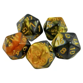   Green Stuff World 5x D20 20mm Dice - Amber Swirl Dobókocka készlet Borostyán Márvány