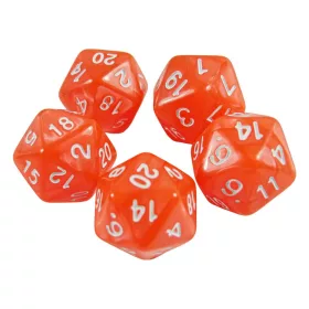   Green Stuff World 5x D20 20mm Dice - Orange Dobókocka készlet Narancssárga