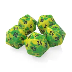 Green Stuff World 5x D20 20mm Dice - Lime Swirl
