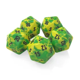   Green Stuff World 5x D20 20mm Dice - Lime Swirl Dobókocka készlet Limezöld Márvány