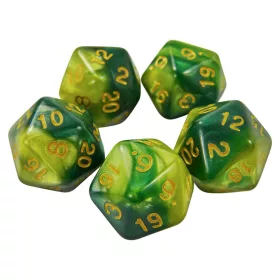   Green Stuff World 5x D20 20mm Dice - Green Swirl Dobókocka készlet Zöld Márvány