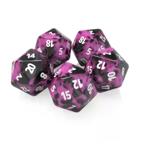   Green Stuff World 5x D20 20mm Dice - Pink Swirl Dobókocka készlet Rózsaszín Márvány