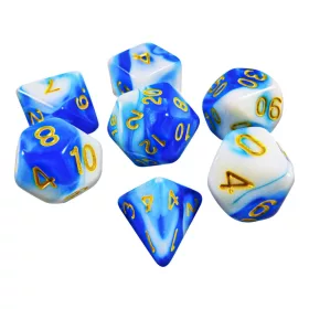   Green Stuff World 7x Mix 16mm Dice - Blue White Dobókocka készlet Kék–Fehér Márvány