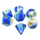 Green Stuff World 7x Mix 16mm Dice - Blue White Dobókocka készlet Kék–Fehér Márvány