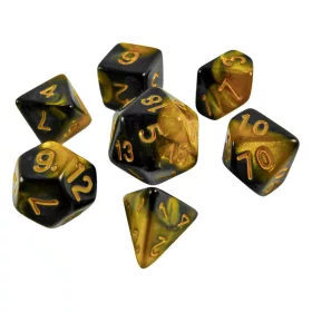   Green Stuff World 7x Mix 16mm Dice - Amber Swirl Dobókocka készlet Borostyán Márvány