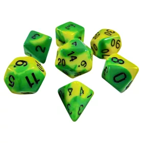   Green Stuff World 7x Mix 16mm Dice - Lime Swirl Dobókocka készlet Limezöld Márvány