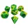 Green Stuff World 7x Mix 16mm Dice - Lime Swirl Dobókocka készlet Limezöld Márvány