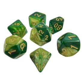   Green Stuff World 7x Mix 16mm Dice - Green Swirl Dobókocka készlet Zöld Márvány