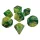 Green Stuff World 7x Mix 16mm Dice - Green Swirl Dobókocka készlet Zöld Márvány