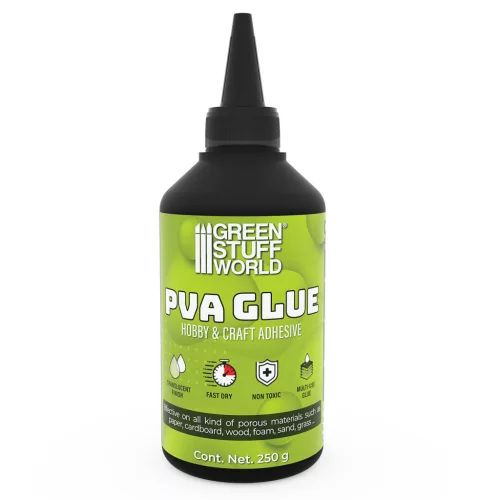 Green Stuff World PVA Glue 250gr – fehér ragasztó diorámákhoz, terepasztalhoz és kreatív hobbyhoz