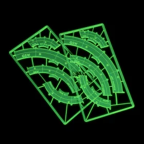   Green Stuff World Legion arc-shaped line of fire markers - GREEN FLUOR fluoreszkáló zöld tűzvonal- és látóvonaljelölő készlet