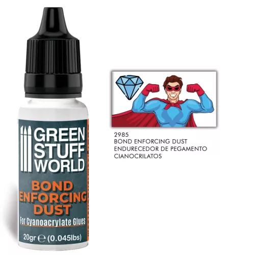 Green Stuff World Bond Enforcing Dust 20g – kötést erősítő por CA ragasztóhoz, makettekhez és figurákhoz