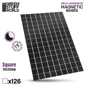   Green Stuff World Square Magnetic Sheet SELF-ADHESIVE 20×20 mm – öntapadós négyzet mágneslap figuratalpakhoz