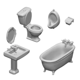 Green Stuff World Toilet and WC set 1:48