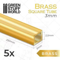 Green Stuff World Square Brass Tubes 3mm