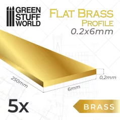 Green Stuff World Flat Brass Profile 0.2 x 6mm