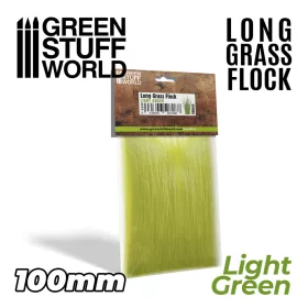   Green Stuff World Long Grass Flock 100mm LIGHT GREEN – világoszöld hosszú terepfű diorámákhoz