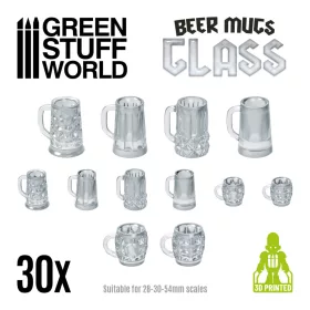 Green Stuff World Beer Mugs - Glass 1:48-1:35
