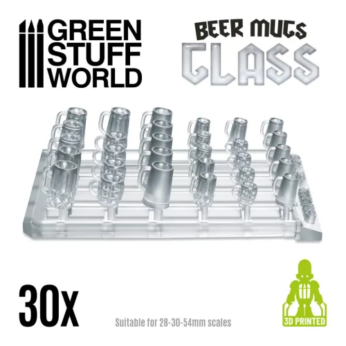 Green Stuff World Beer Mugs - Glass 1:48-1:35