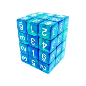   Green Stuff World 36x D6 12mm Dice - Clear Blue/Turquoise Dobókocka készlet Átlátszó Kék / Türkiz