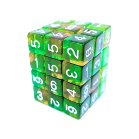   Green Stuff World 36x D6 12mm Dice - Clear Orange/Green Dobókocka készlet Átlátszó Narancssárga / Zöld
