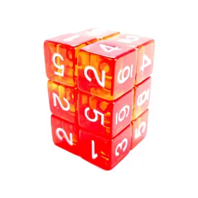   Green Stuff World 12x D6 16mm Dice - Clear Red/Yellow Dobókocka készlet Átlátszó Piros / Sárga