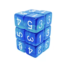   Green Stuff World 12x D6 16mm Dice - Clear Blue/Turquoise Dobókocka készlet Átlátszó Kék / Türkiz