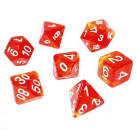   Green Stuff World 7x Mix 16mm Dice - Clear Red/Yellow Dobókocka készlet Átlátszó Piros / Sárga
