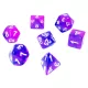 Green Stuff World 7x Mix 16mm Dice - Clear Blue/Purple Dobókocka készlet Átlátszó Kék / Lila