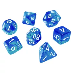Green Stuff World 7x Mix 16mm Dice - Clear Blue/Turquoise